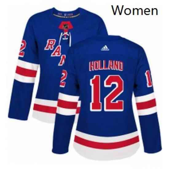 Womens Adidas New York Rangers 12 Peter Holland Authentic Royal Blue Home NHL Jersey